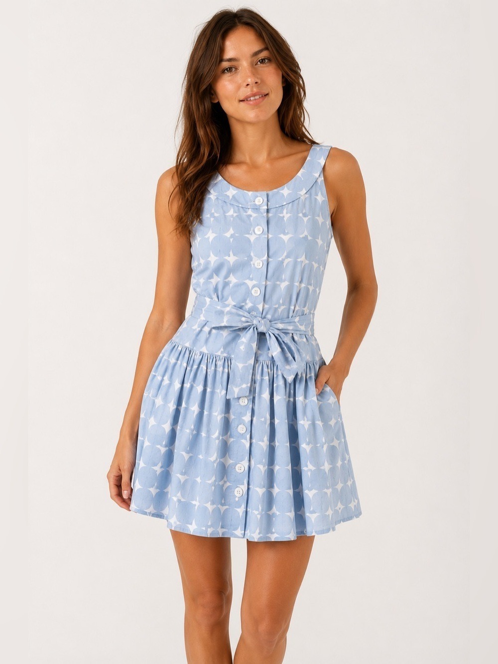 Marvin Richards Dress Women's Sleeveless Blue & White Polka Dot. Size 4